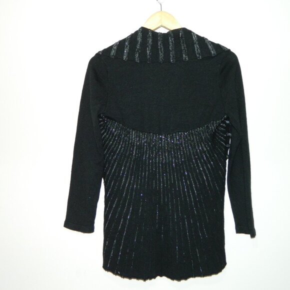 2 for/ $25 Laura Petites Black Knit Cardigan Metallic Thread Detail Size PS - Picture 4 of 10
